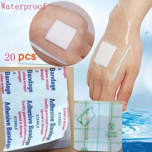 20PCS/Set Adhesive Square Wound Sticker Waterproof Adhesive Wound Dressing Fixation Tape Bandage Wound Sticker