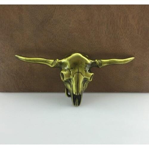 BuckleClub wholesale BULL HEAD western cowboy jeans gift belt buckle for men FP-03096-1 antique brass finish 4cm width loop