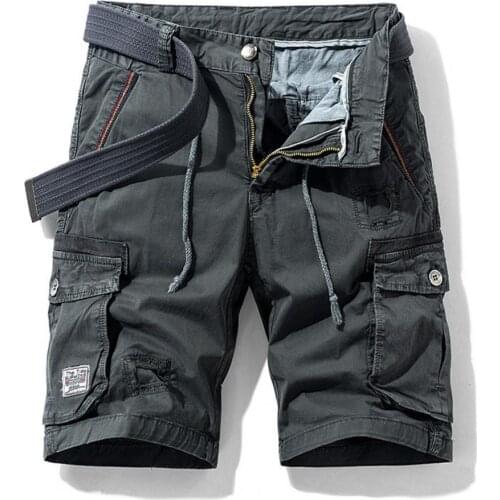 Men Shorts Summer Solid Color Knee Length All Match Mid Waist Multi Pockets Cargo Fashion Stylish Loose Shorts Streetwear