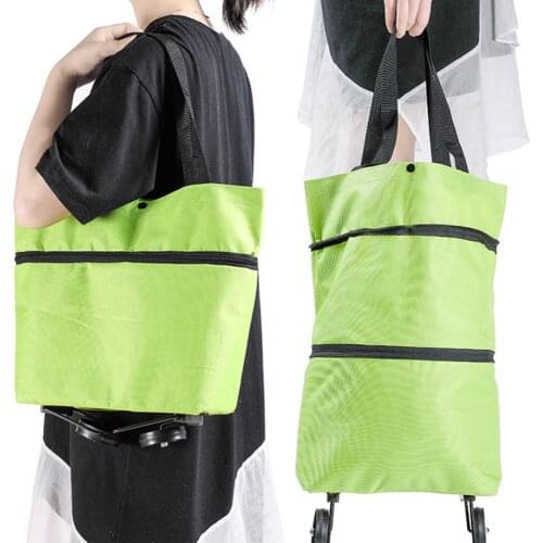 Supermarket Shopping Bag Portable Folding Bag To Buy Vegetables with Wheels Large Capacity Reusable Food Storage Bag 2021