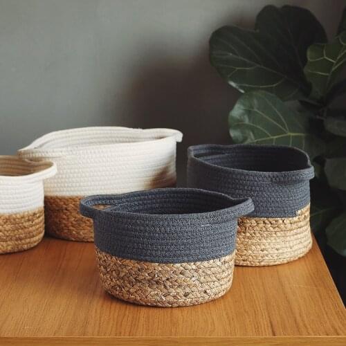Nordic Hand-woven Cotton Organizer Laundry Basket Toy Basket Cosmetics Organizer Desktop Decorate Storage Organizer Storage Box