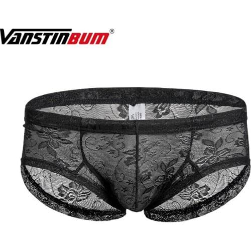 Sexy Mens Boxer Shorts Ultra Thin See Through Trunks Breathable Gay Male Nylon Lace Exotic U Pouch Underwear Cueca Masculina