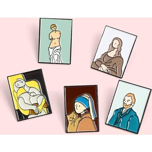 Venus Mona Lisa Paint Enamel Pin Human Body Badge Brooch Denim Clothes Lapel Brooch Art Jwew;ry Gift For Friends