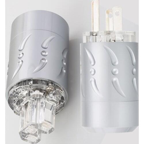 Viborg X 1pair Aluminium Alloy Transparent pure copper silver plated Hifi IEC connector US AC cord Hifi audio power plug