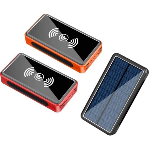 30000/50000mAh Solar Power Bank Qi Wireless Charger for iPhone 12 Samsung S20 External Battery Poverbank Mobile Phone Powerbank
