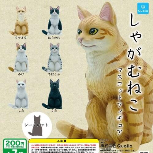 Japan QUALIA Gashapon Capsule Toys Animal Table Ornaments Decoration Lucky Mascot Squat Cat