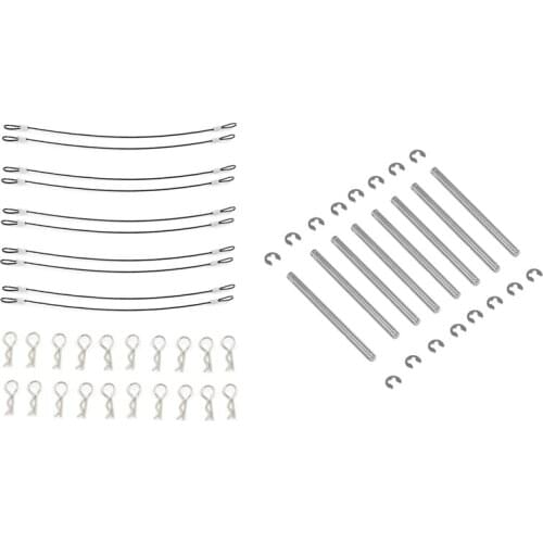 10Pcs RC Car Body Shell Clips R Pins Anti-Lost Rope with 8Pcs Suspension Pins 44mm with E-Clips