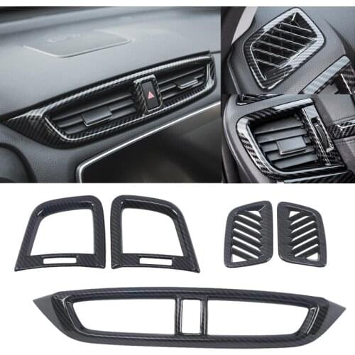 2/4/5x Carbon Fiber Style Dashboard Upper Left Right Side Center Air Vent Outlet Frame Cover Trim For Honda CRV CR-V 2017-2021