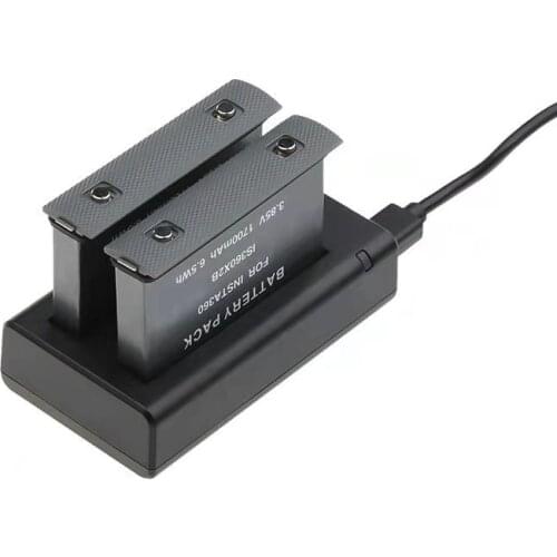 2PCS * 1700mAh Li-ion Battery and 1PCS Dual Charger For Insta360 ONE X2 Sports Camera Accessories