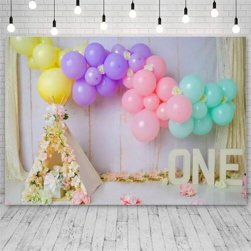 Avezano 1st Birthday Party Baby Shower Pink Balloon Flower Tent Decor Photography Background Portrait Backdrop for Photo Studio