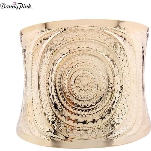 Banny Pink Alloy Geo Channel Setting Bangle Bracelet For Women Exaggerated Metal Bangle Bracelet Fashion Jewelry Pulseras Bijoux