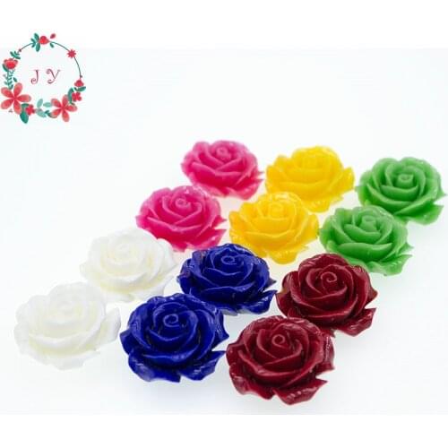 Set of 20pcs Eco-friendly Coral Rose Flower Drilled Holes 30mm Sweety Assorted Colors Rose Cabochon Beads for DIY Decor