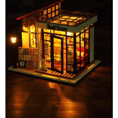 Wooden DIY Miniature Dollhouse Model with Furniture Dust Cover Newborn Baby Assemble Doll House Toys Christmas Birthday Gift