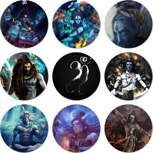 India Mahakal Shiva Icons Pins Badge Decoration Brooches Metal Badges For Clothes Backpack Decoration 58mm