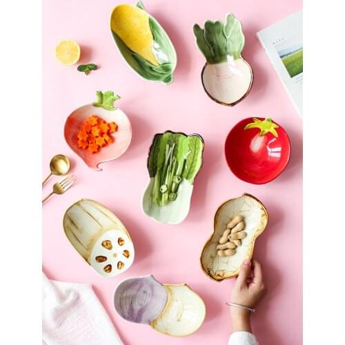 Creative Tomato Ceramic Tableware Porcelain Plate, Bowl Vegetable Shape Salad Plate Dinner Dish