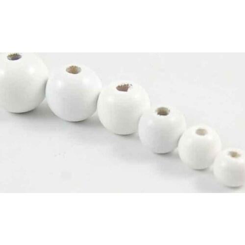 100pcs/lot 6 8 10 12 14 16 18 20mm Round Wood Spacer Beads White Painted Wooden Ball Puzzle Beads DIY Jewelry Making Findings