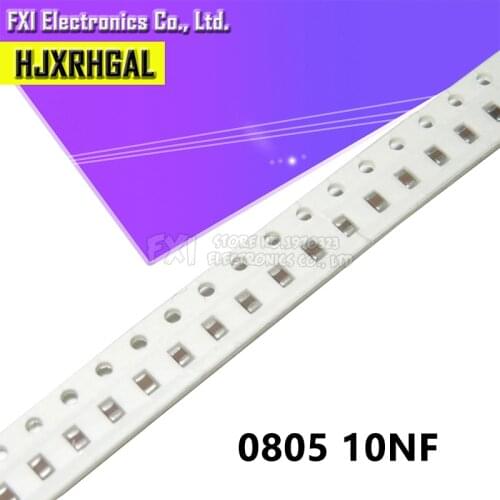 100pcs 10nF X7R Error 10% 50V 0805 103 SMD Thick Film Chip Multilayer Ceramic Capacitor New original
