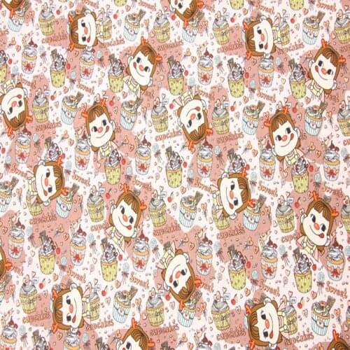 Cartoon Milky Girl Cupcakes Print 100% Cotton Fabric for Girl Clothes Hometextile Cushion Cover Backpack Needlework Material DIY