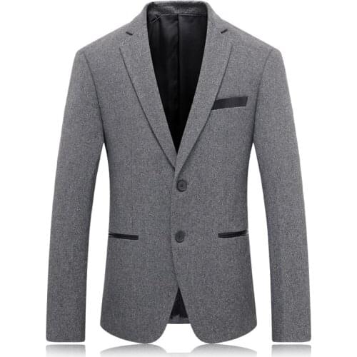 New Style Mens Grey Leisure High Quality Suit Coat Jacket Mens Classic Fashion Business Woolen Casual Coat Mens Blazer Suits