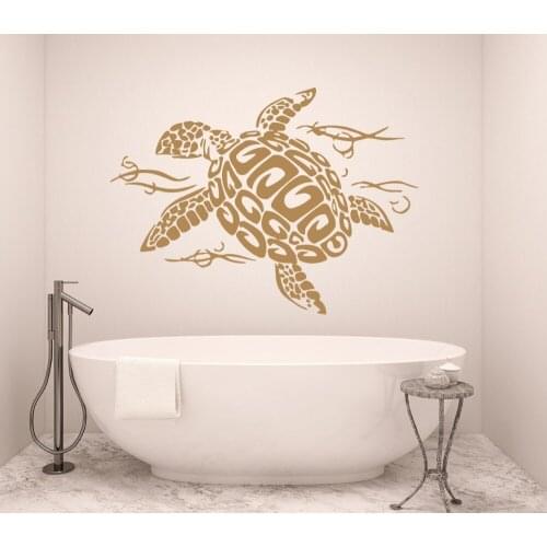 OceanTurtle Wall Decal Tortoise Vinyl Sticker Turtle Sea Animal Ocean Nautical Decor Bathroom Bedroom Art Decorative M-109