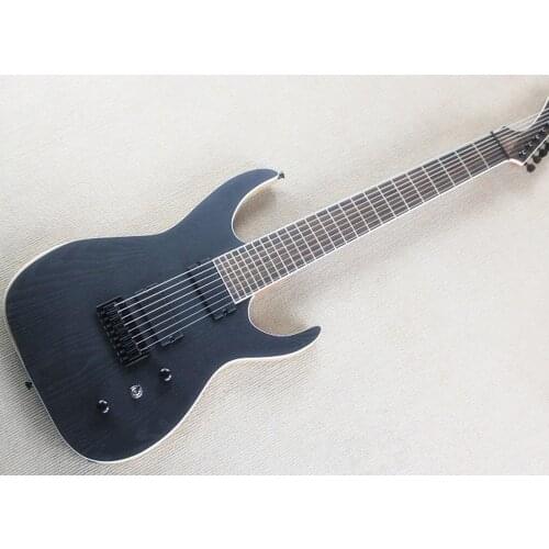 Factory Outlet-8 Strings Matte Black Electric Guitar with 24 Frets,Rosewood Fingerboard