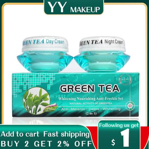 Wholesale whitening Nourishing anti-freckle set natural activity green tea day & night cream