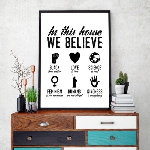 Birthday Gift Protest Art Resist Canvas Painting Pride Poster And Print In This House Anti Trump Wall Art Picture Home Decor