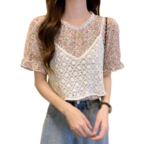 Hollow Perspective Hook Flower Pure Color Sling Tank Tops Camis Summer Women Vest