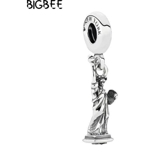 Fine Statue of Liberty Beads for Jewelry Making Fit Original Pan Charms Bracelet Free American Dream Pendant Women Pulseira Gift