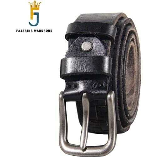 FAJARINA Mens Hand Woven Top Layer Pure Cowhide Leather Belt Mens Casual Style Belts for Men Pants&Jeans Accessories N17FJ921