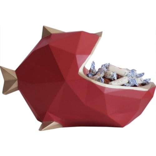 Nordic simple geometric three-dimensional fish storage ornaments living room porch Shoe cabinet key box decoration display