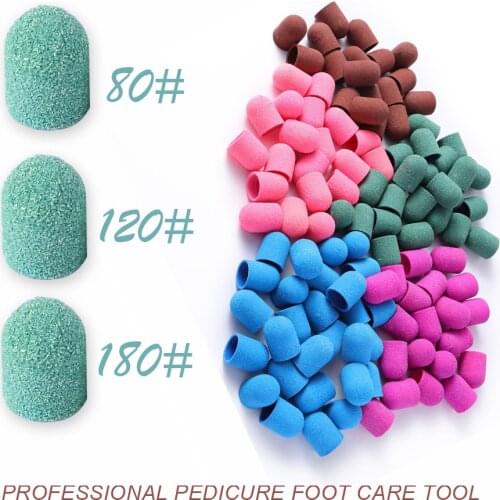 TP 10/20pcs 13*19 Purple Nail Sanding Caps With Rubber Gel Remover Cutter Drill Bits Pedicure Cuticle Tools Drill Accessories