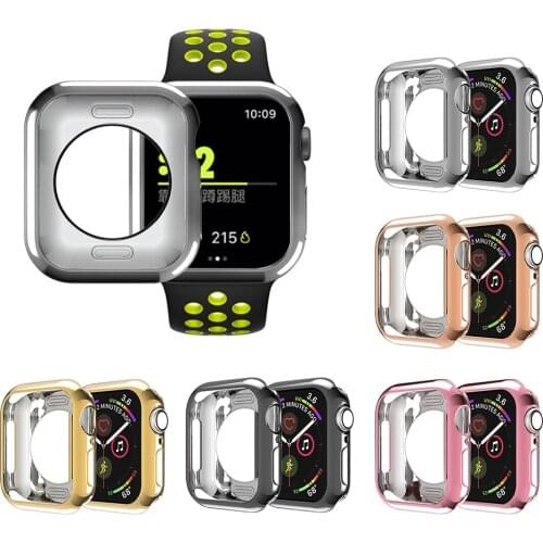 Watch Case Ultra Thin Plated Watch Case For Apple 5 4 3 2 42MM 38MM Soft Transparent TPU Cover for iWatch 5 44MM 40MM Accessorie