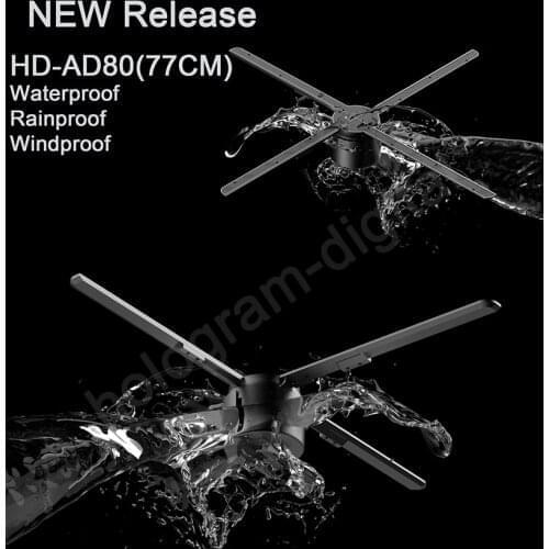 Waterproof 77CM WiFi Cloud Hologram Projector Light Advertising Display LED Fan Holographic Remote Hologram Player EU/US Plug
