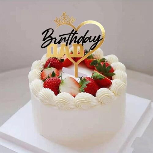Flash Gold Acrylic Birthday Cake Toppers Crown Letter Fathers Day Baking Cake Topper for Mom Dad Birthday Party Cake Decoration