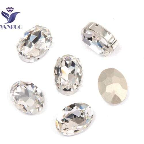 YANRUO 4120 Oval Sparkly K9 Crystal High Crystals Sewing Rhinestones Glass Crystal For Clothes With Claws Rhinestones Setting