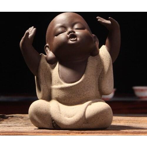 CJ278 Factory Outlets Lovely Buddha Tea Pet Monk Sand Tea Pet High Qulity Purple Tea Pet Tea Set Fitting Hand Decoration