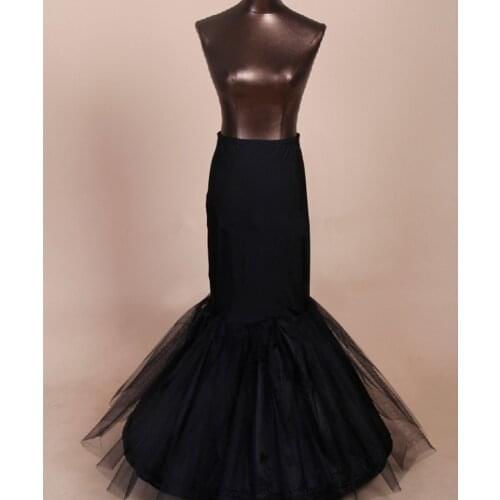 Black Mermaid Petticoats One Hoop Long Women Skirt Underskirt Wedding Petticoat For Mermaid Dress Bride Accessories