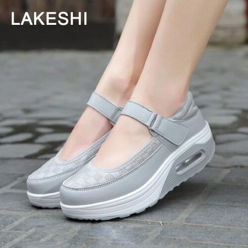 LAKESHI Summer Women Shoes Fashion Mary Jane Shoes Casual Flat Shoes White Round Toe 2021 New Breathable Shake Shoes Female