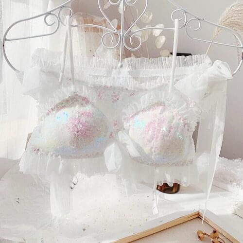 Women Japanese Ultra Thin Bra Lingerie See Through Bras Bikini Mini Transparent Cute Lolita Kawaii Panty Lace Bra Underwear Set