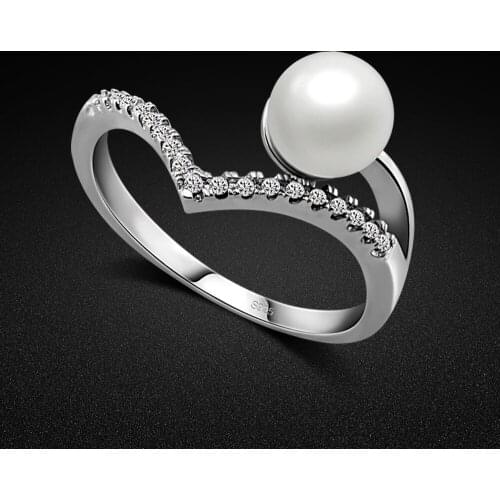 925 sterling silver ring womens noble freshwater pearl inlaid ring lady charm jewelry wedding ring anniversary gift