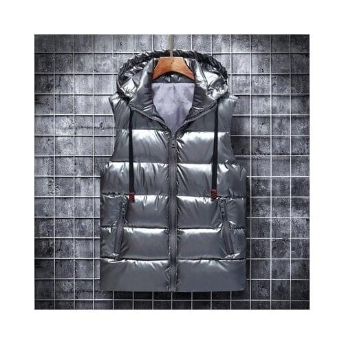 Women Man Winter Vests Hooded 2020 New Short Bright Color Vest Cotton Padded Jacket Sleeveless Female Winter Waistcoat Vest