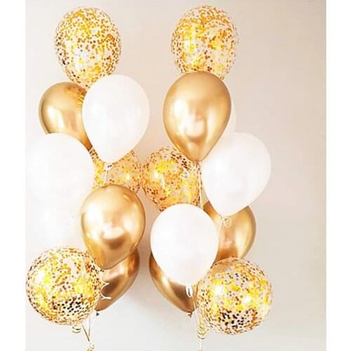 1set Metal Chrome Gold Silver Latex Balloons Transparent Golden Confetti Balloon Wedding Birthday Rose Gold Party Decor Balaos