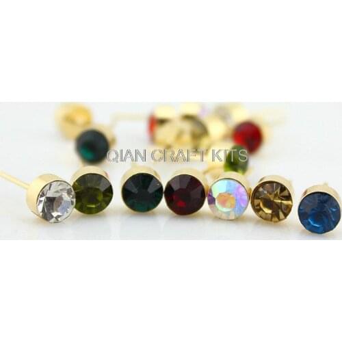 100sets gold or silver tone mixed colors rhinestone earring post crystal studs for wedding,bride brass lead and nickle free