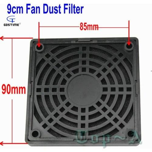 2 Pcs 9CM 90mm Fan Filters Black Plastic Dust Network Cooling Fan Dedicated Grille Cover