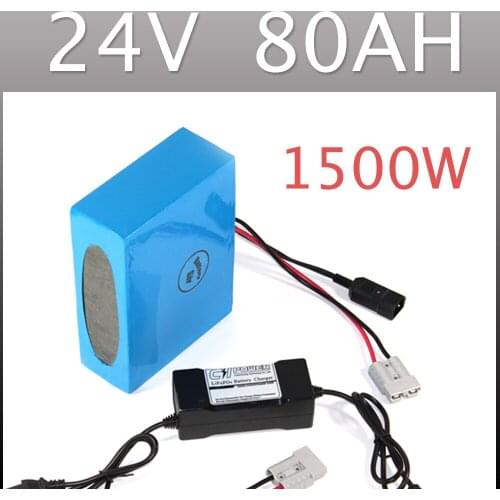24v 80ah lithium battery electric bike 1500W lithium ion pack + charger + BMS , Free customs duty