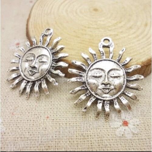 25pcs Vintage Charms Sunflower Pendant Antique silver Fit Bracelets Necklace DIY Metal Jewelry Making
