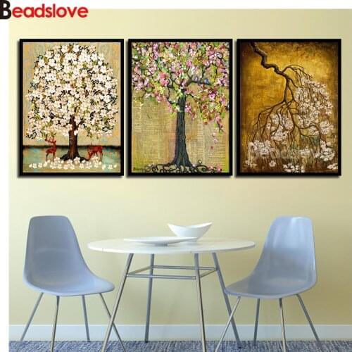 Diy full square round drill 3 pcs diamond painting Tree of life by abstract Landscape mosaic painting kits diamond embroidery