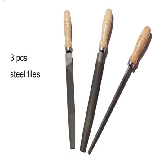 3Pcs Needle File Set 8" Flat/Half Round/Round Files Steel Needle Hand File for Metal Stone Wood Carving Tools
