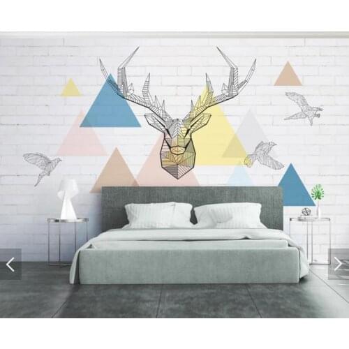 3D Stereo Abstract Geometric Brick ELK Wallpaper Mural Wall Paper Rolls for Bedroom Wall Art Painting Papel De Parede Wall Decor